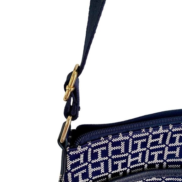 Tommy Hilfiger Blue White Crossbody Bag Geometric Pattern Adjustable Strap NEW - Picture 9 of 10